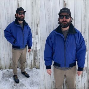 Vintage 90s Fleece Lined Bomber Jacket | 3 Season Zip Up Puffer Varsity Jacket
